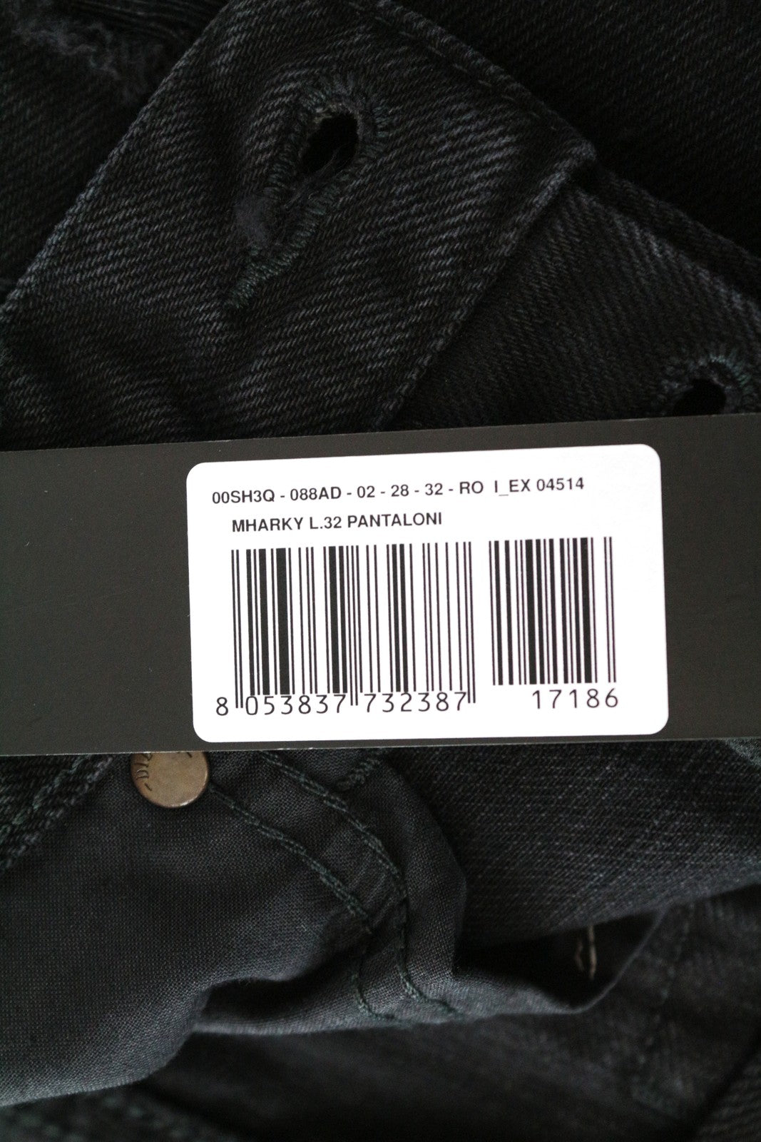 DIESEL Mharky 088AD Black Distressed Cotton Jeans W28/L32 Men's Skinny Fit