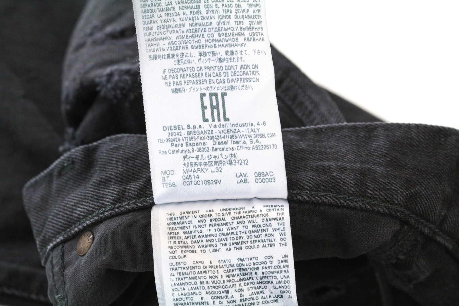 DIESEL Mharky 088AD Black Distressed Cotton Jeans W28/L32 Men's Skinny Fit