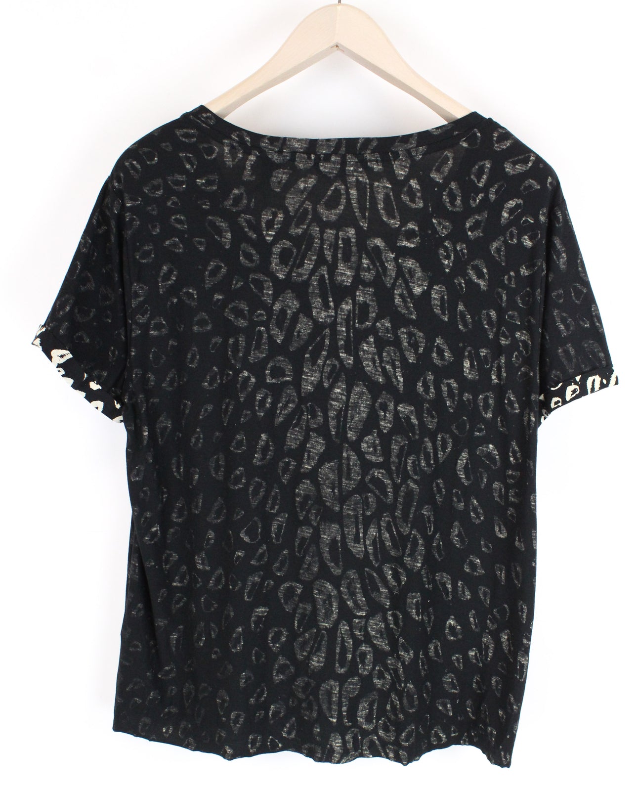 SCOTCH & SODA Women Top XS Animal Print Short Sleeve Double-Layer Crew Neck