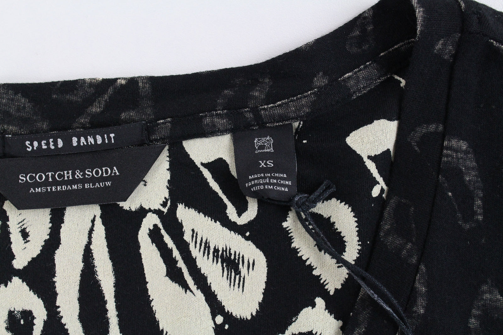 SCOTCH & SODA Women Top XS Animal Print Short Sleeve Double-Layer Crew Neck