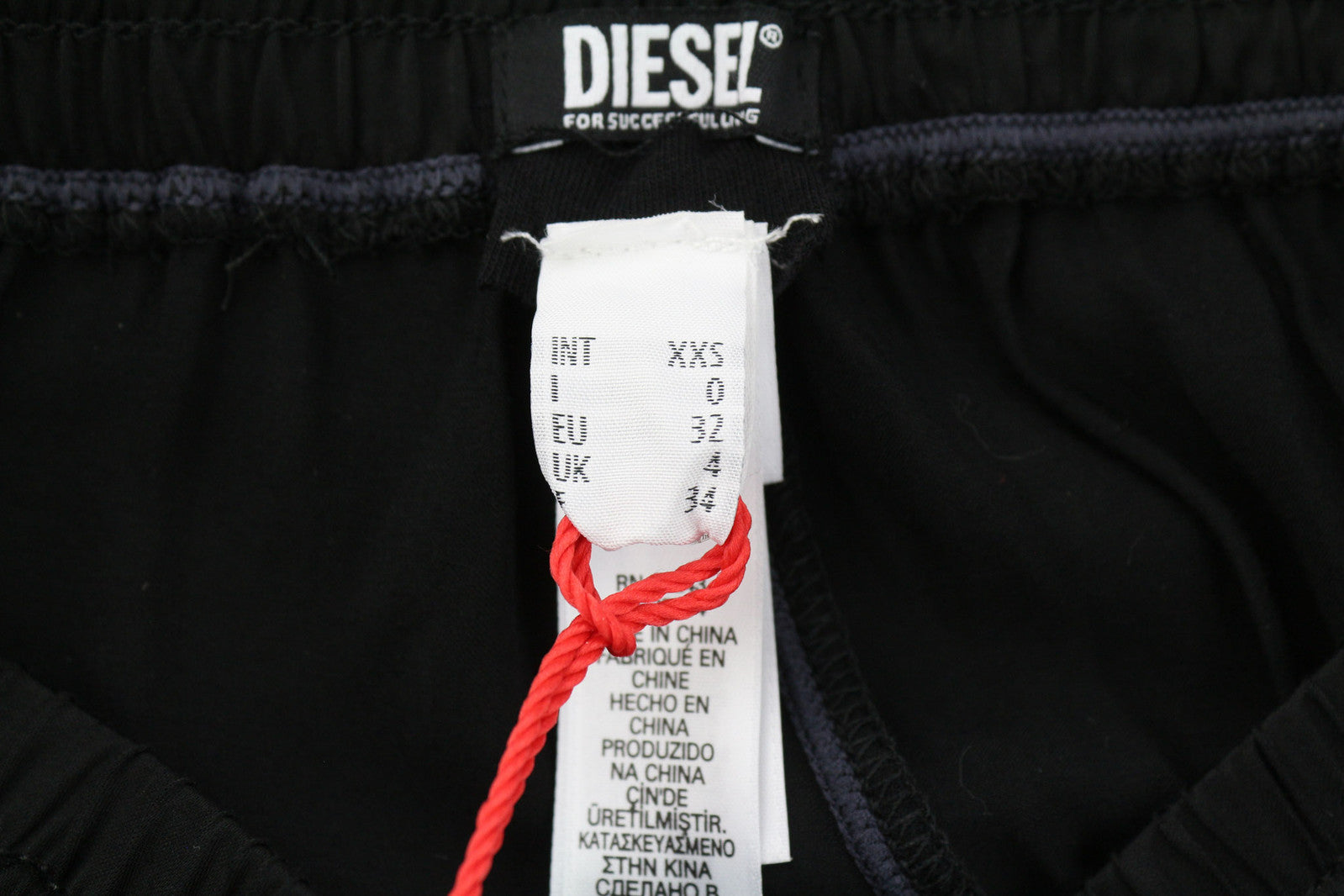 DIESEL UFLB-Tessy Women Trousers 2XS Black Sweat Elastic Waist Slim Fit Logo