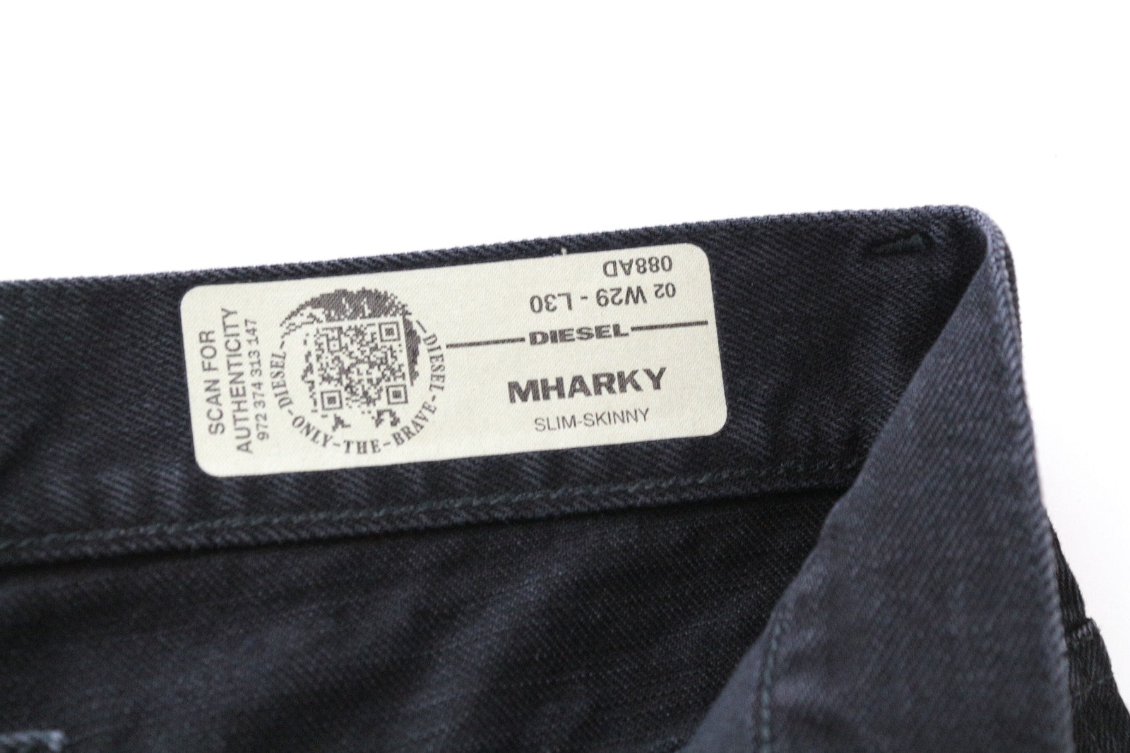 DIESEL Mharky 088AD W29/L30 Black Jeans Cotton Distressed Fit Skinny for Men's