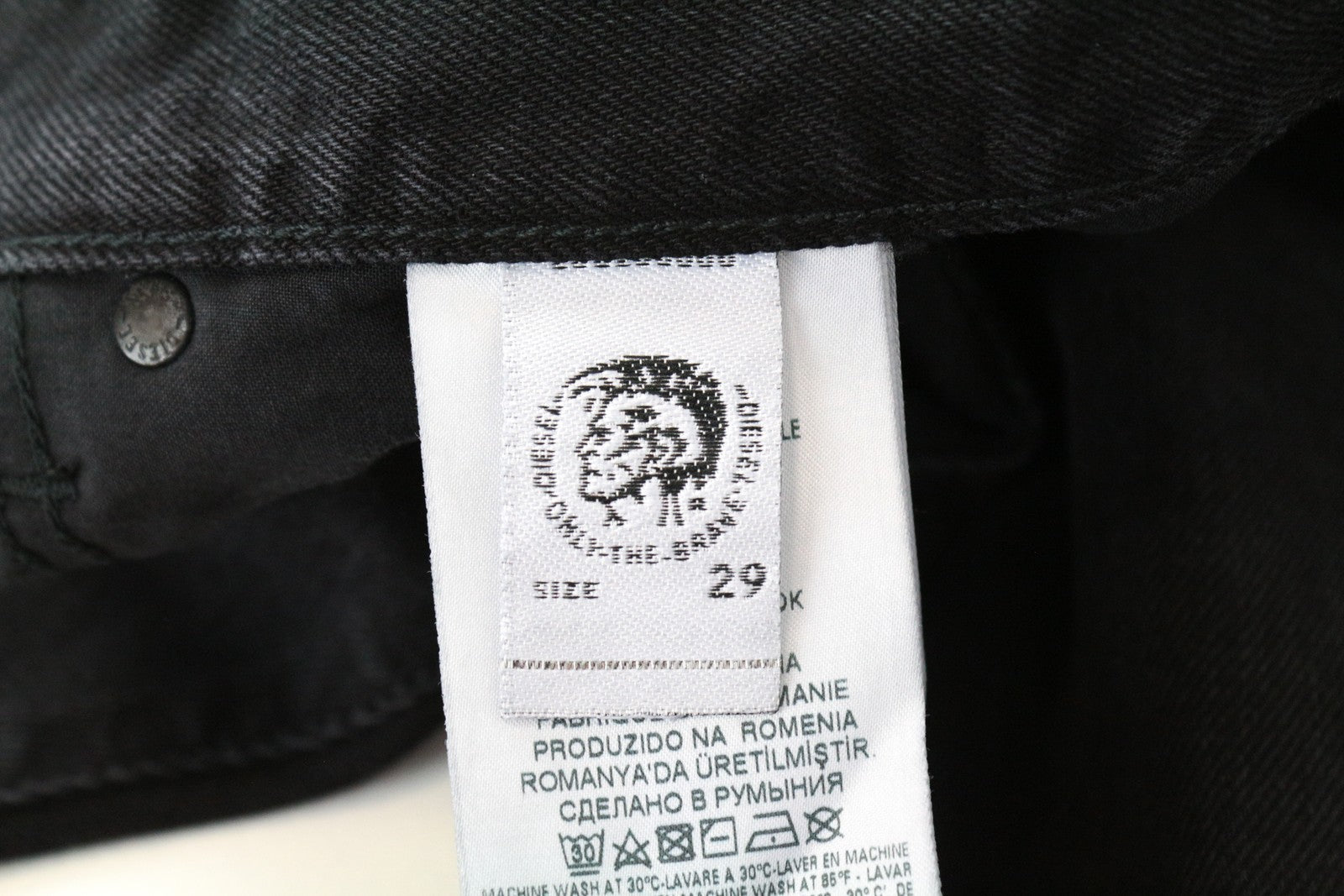 DIESEL Mharky 088AD W29/L30 Black Jeans Cotton Distressed Fit Skinny for Men's