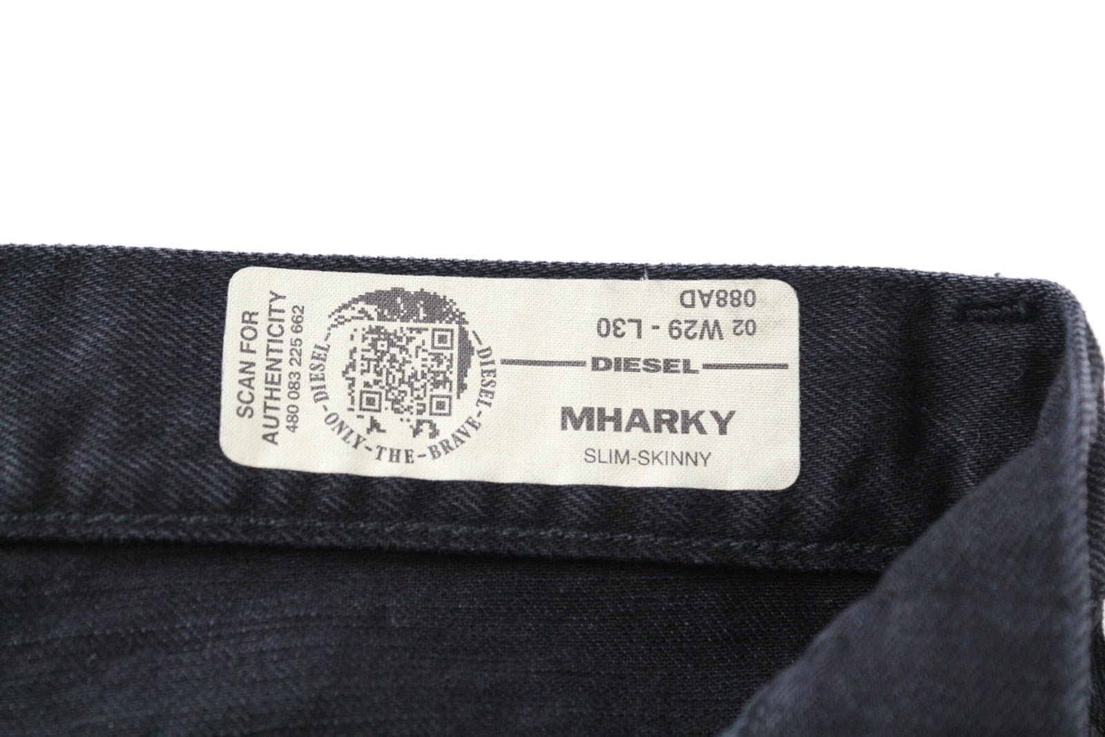 DIESEL Mharky 088AD W29/L30 Black Ripped Jeans Men's Cotton Fit Denim Skinny