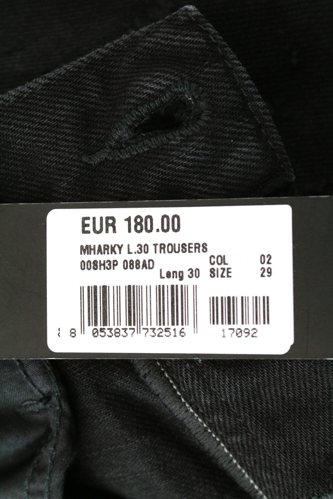 DIESEL Mharky 088AD W29/L30 Black Ripped Jeans Men's Cotton Fit Denim Skinny