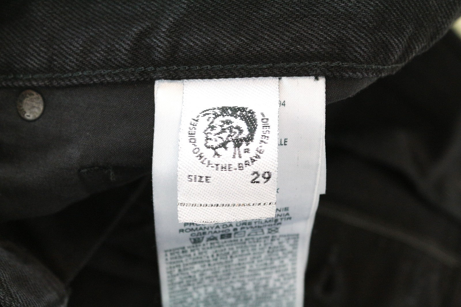 DIESEL Mharky 088AD W29/L30 Black Ripped Jeans Men's Cotton Fit Denim Skinny