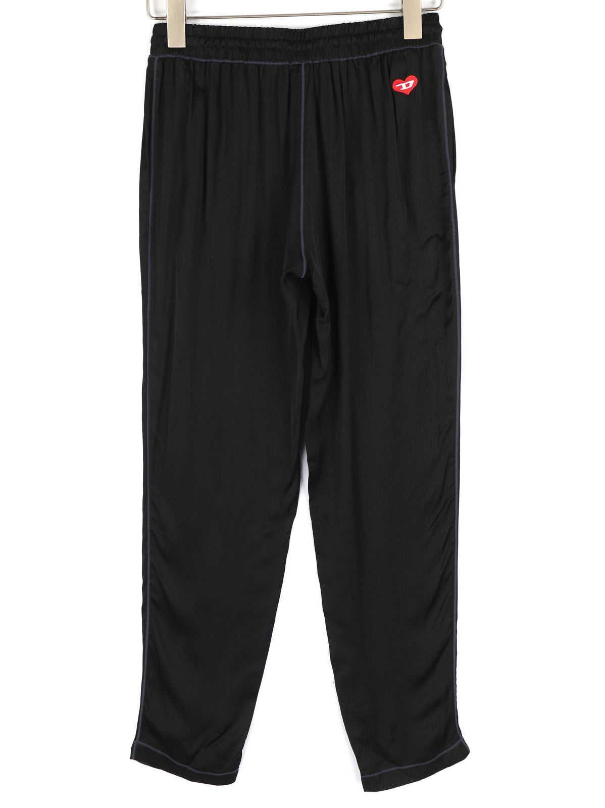 DIESEL UFLB-Tessy Women Trousers XS Black Sweat Elastic Waist Slim Leg Logo