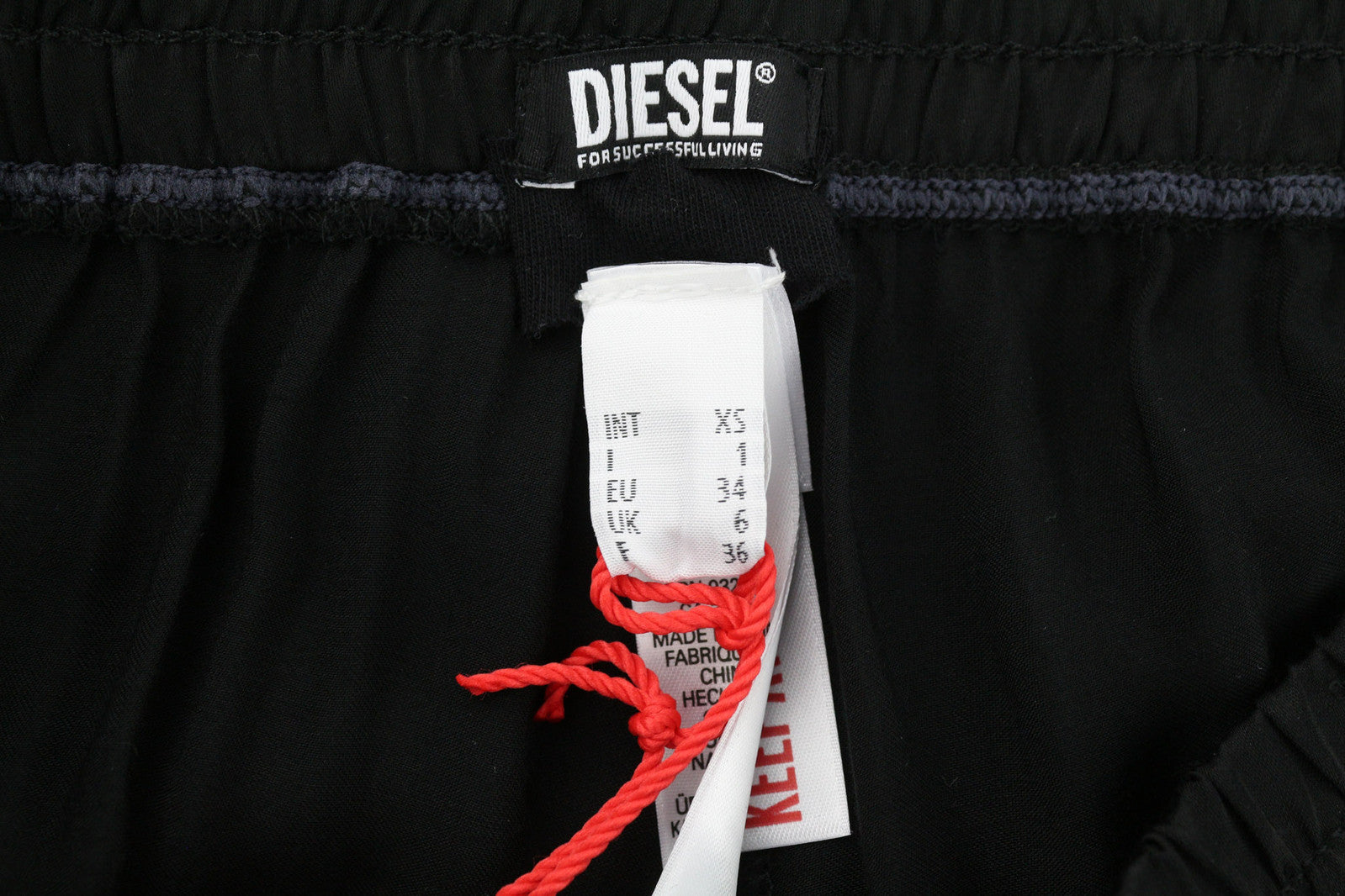DIESEL UFLB-Tessy Women Trousers XS Black Sweat Elastic Waist Slim Leg Logo