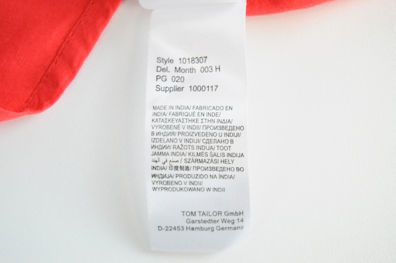 TOM TAILOR Women Blouse 48 Coral Red Wrap V-Neck Belted 3/4 Sleeve Lightweight