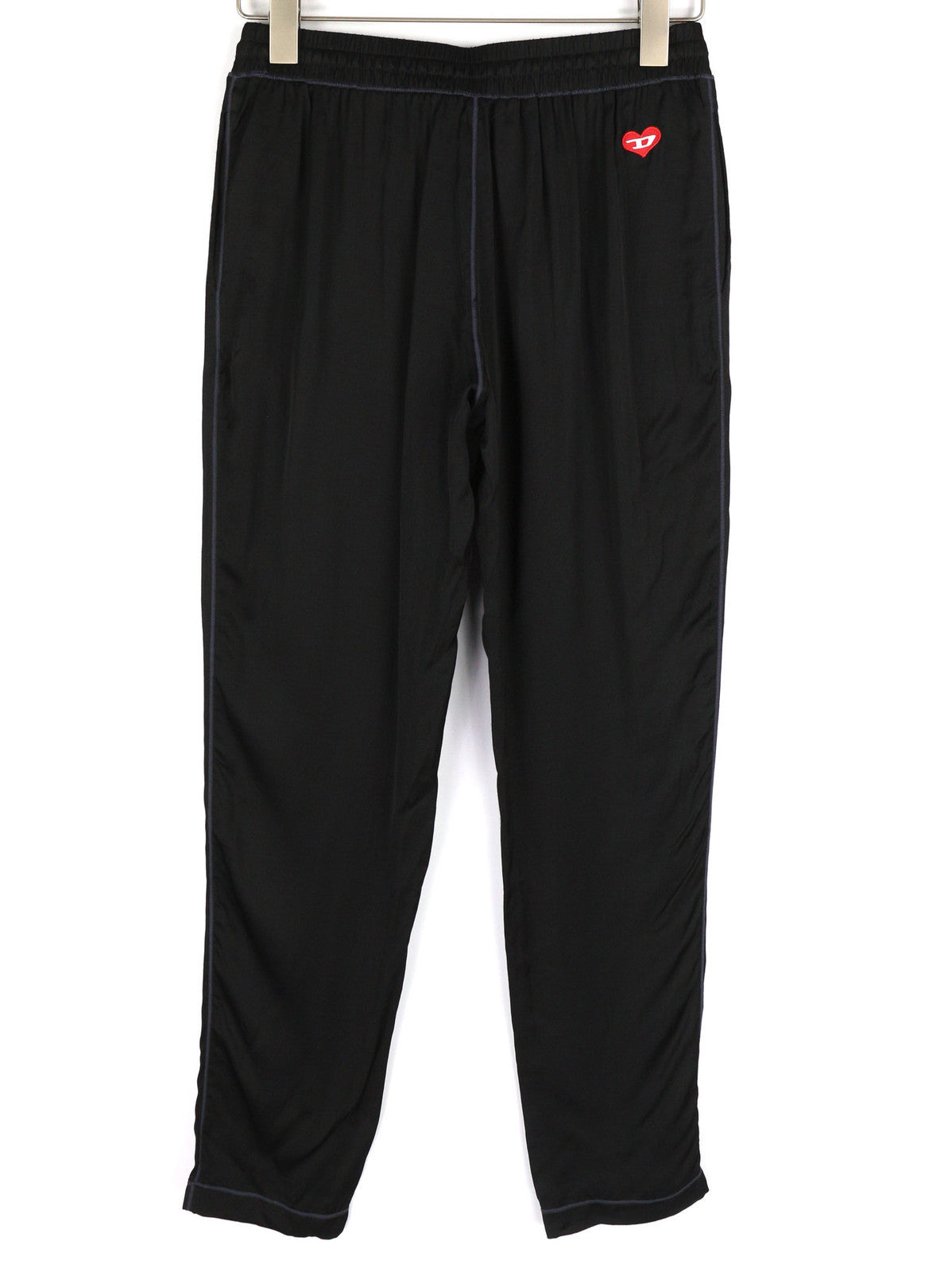 DIESEL UFLB-Tessy Women Trousers XS Black Sweat Elastic Waist Slim Fit Logo