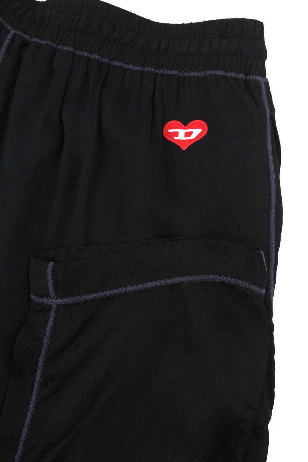 DIESEL UFLB-Tessy Women Trousers XS Black Sweat Elastic Waist Slim Fit Logo