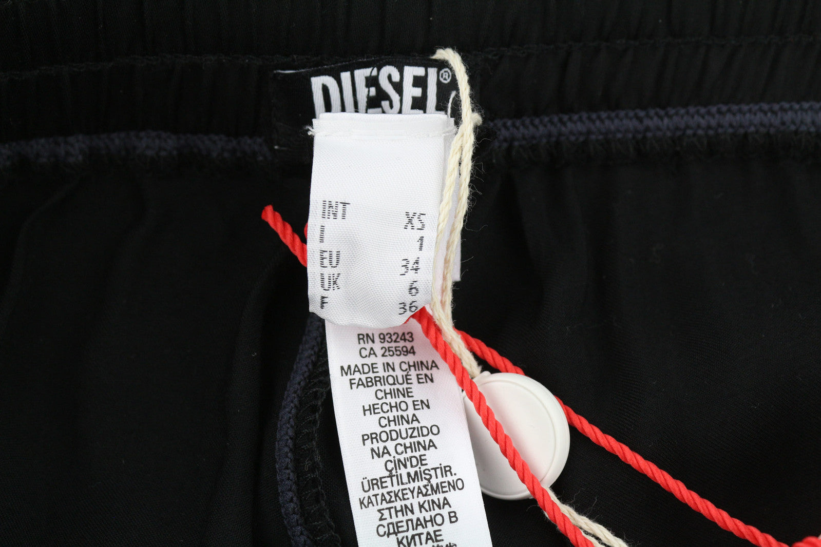 DIESEL UFLB-Tessy Women Trousers XS Black Sweat Elastic Waist Slim Fit Logo