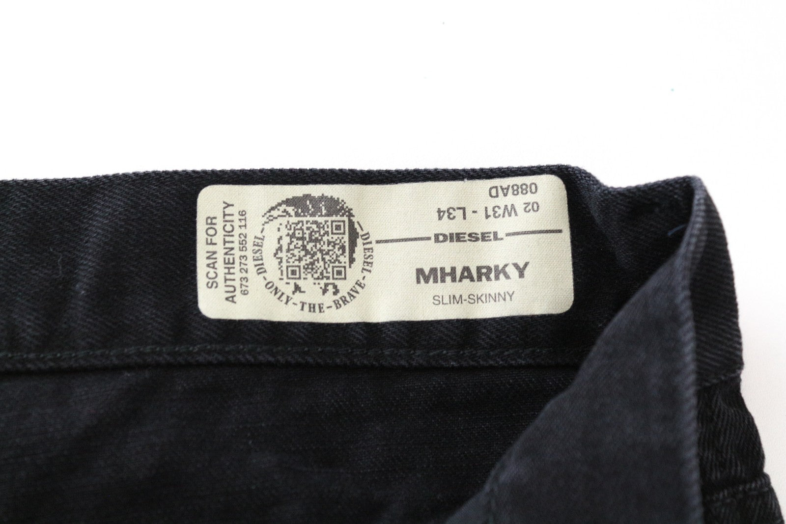 DIESEL Mharky 088AD W31/L34 Black Skinny Fit Jeans Button-Fly Men's Cotton Style