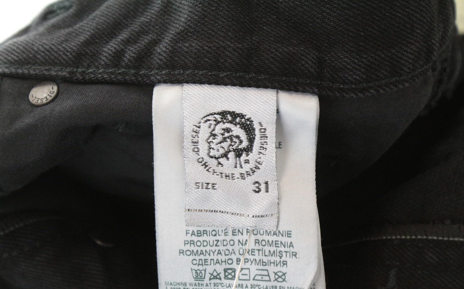 DIESEL Mharky 088AD W31/L34 Black Skinny Fit Jeans Button-Fly Men's Cotton Style