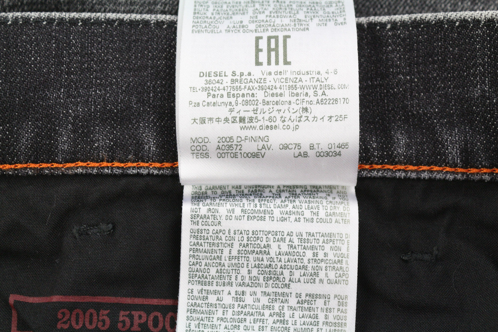 DIESEL 2005 D-Fining 09C75 Men Jeans W34/L30 Regular Tapered Mid Waist RRP€275