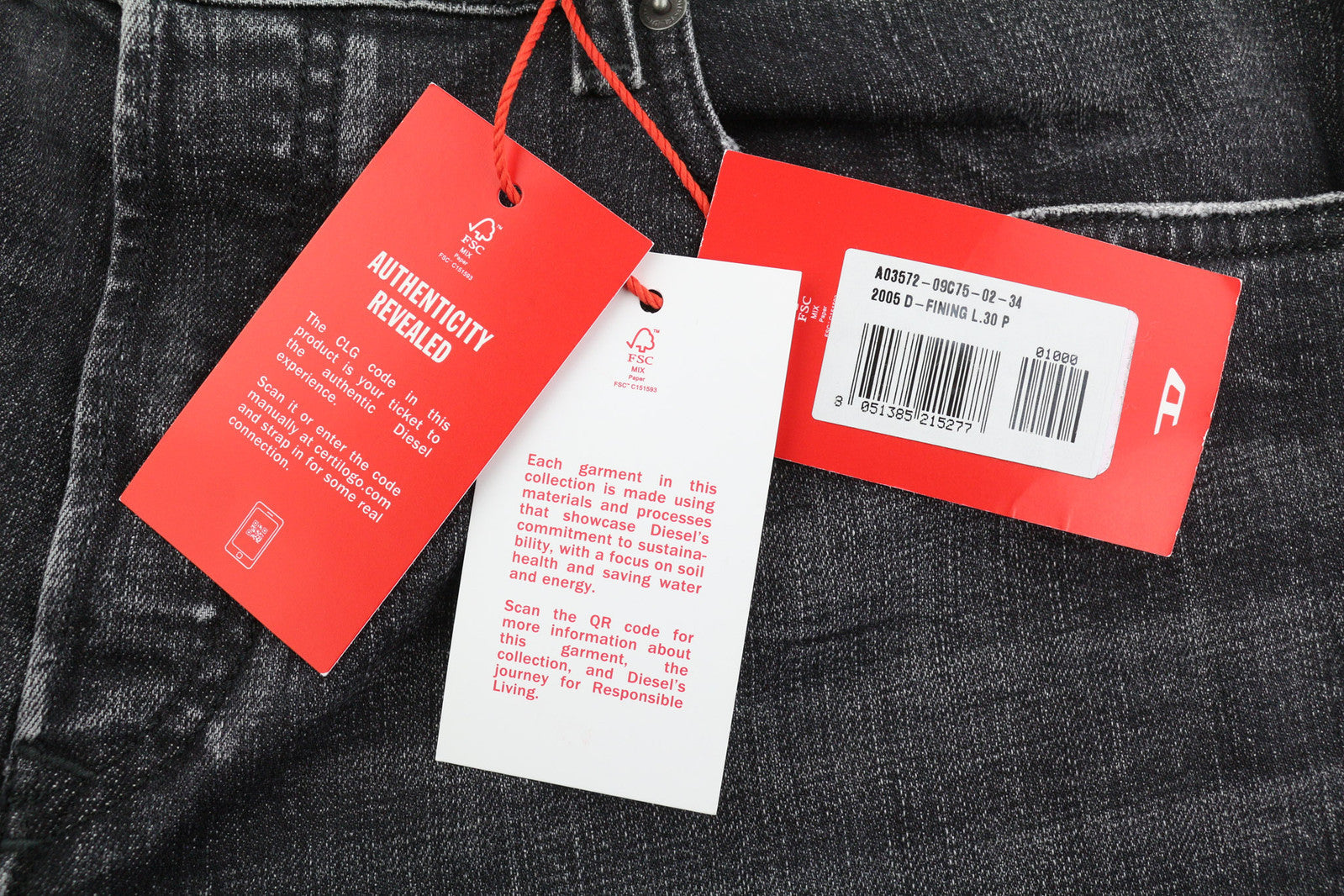 DIESEL 2005 D-Fining 09C75 Men Jeans W34/L30 Regular Tapered Mid Waist RRP€275