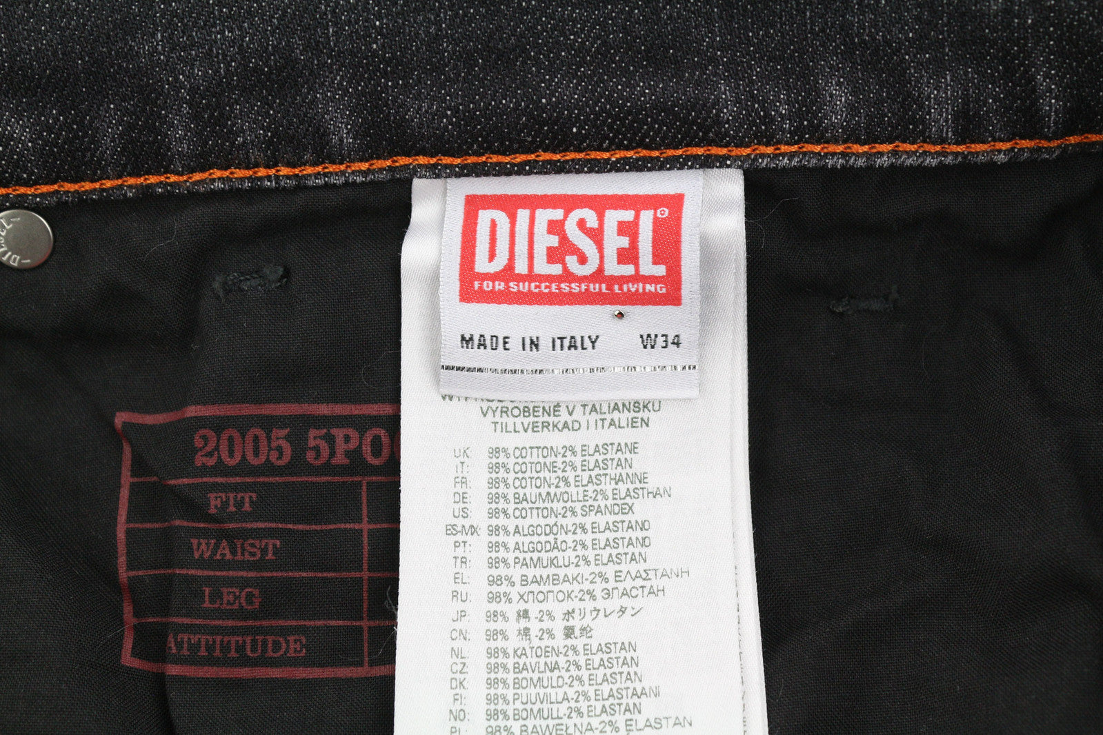 DIESEL 2005 D-Fining 09C75 Men Jeans W34/L30 Regular Tapered Mid Waist RRP€275
