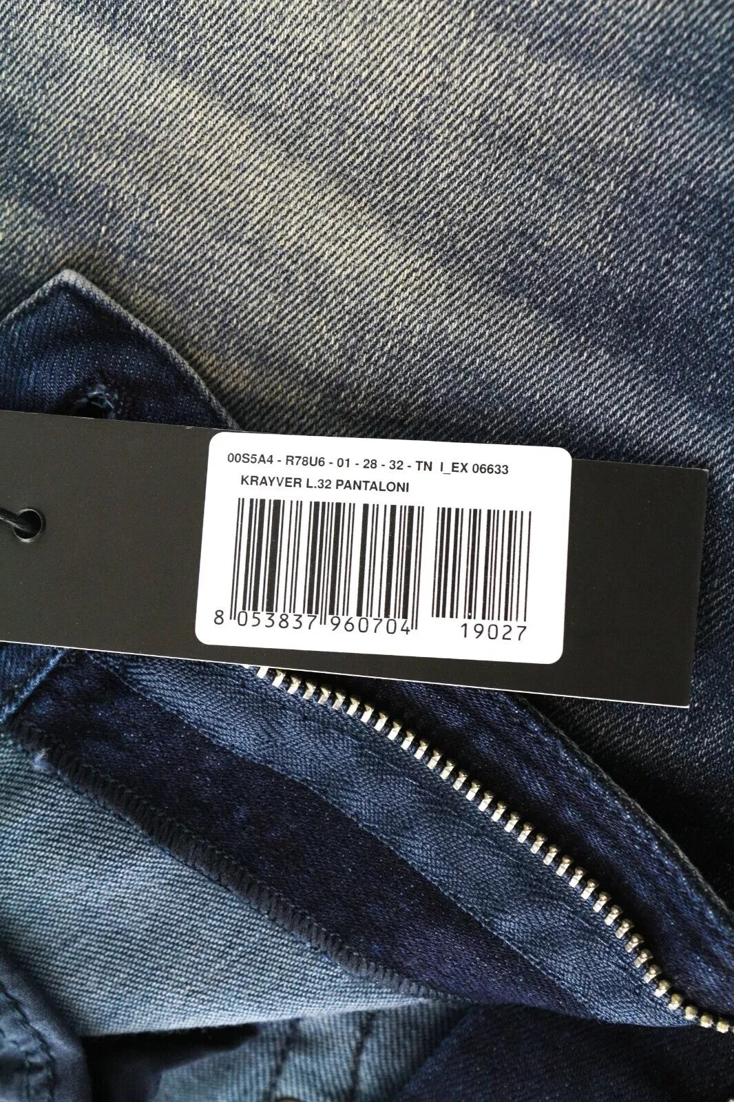 DIESEL Krayver R78U6 Men's Jeans W28/L32 Slim Carrot Blue Cotton Stretch Washed