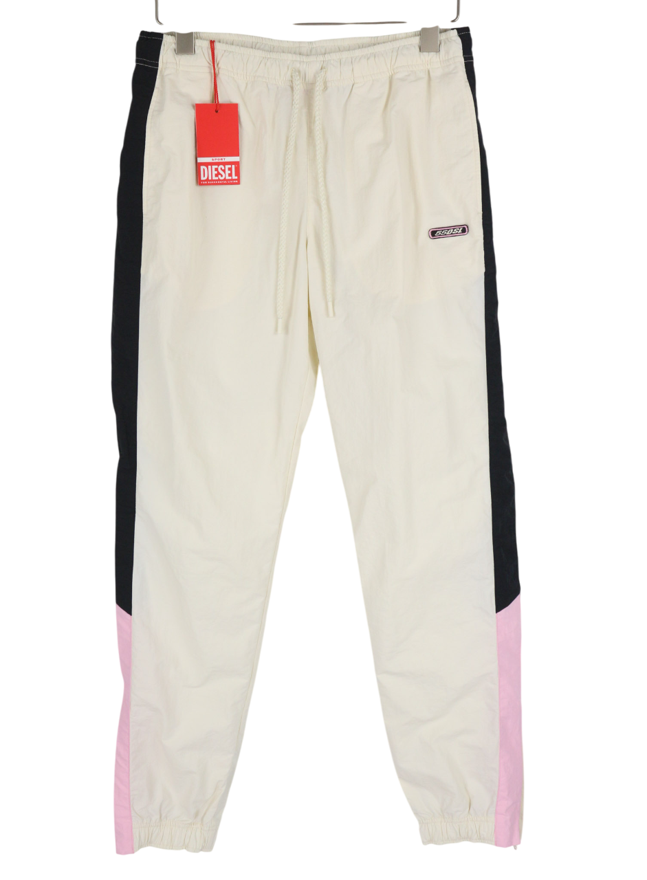 DIESEL AWWB-Sweang-HT25 Women Trousers L Elastic Waist Mesh Track Beige RRP€175