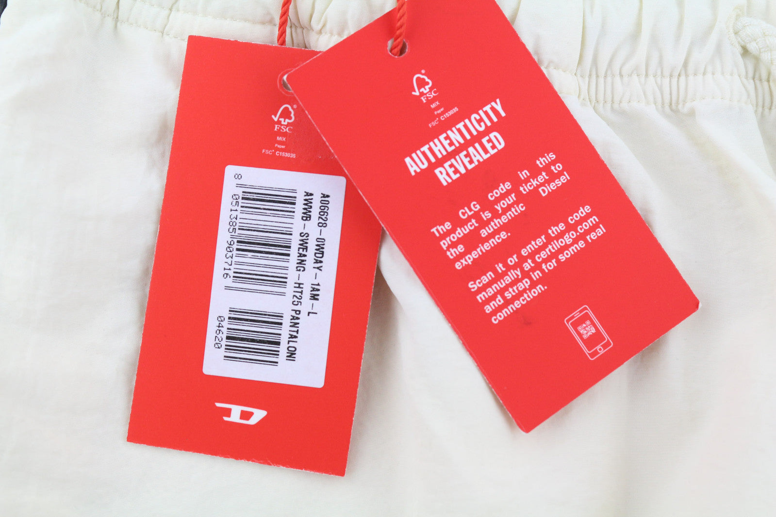 DIESEL AWWB-Sweang-HT25 Women Trousers L Elastic Waist Mesh Track Beige RRP€175