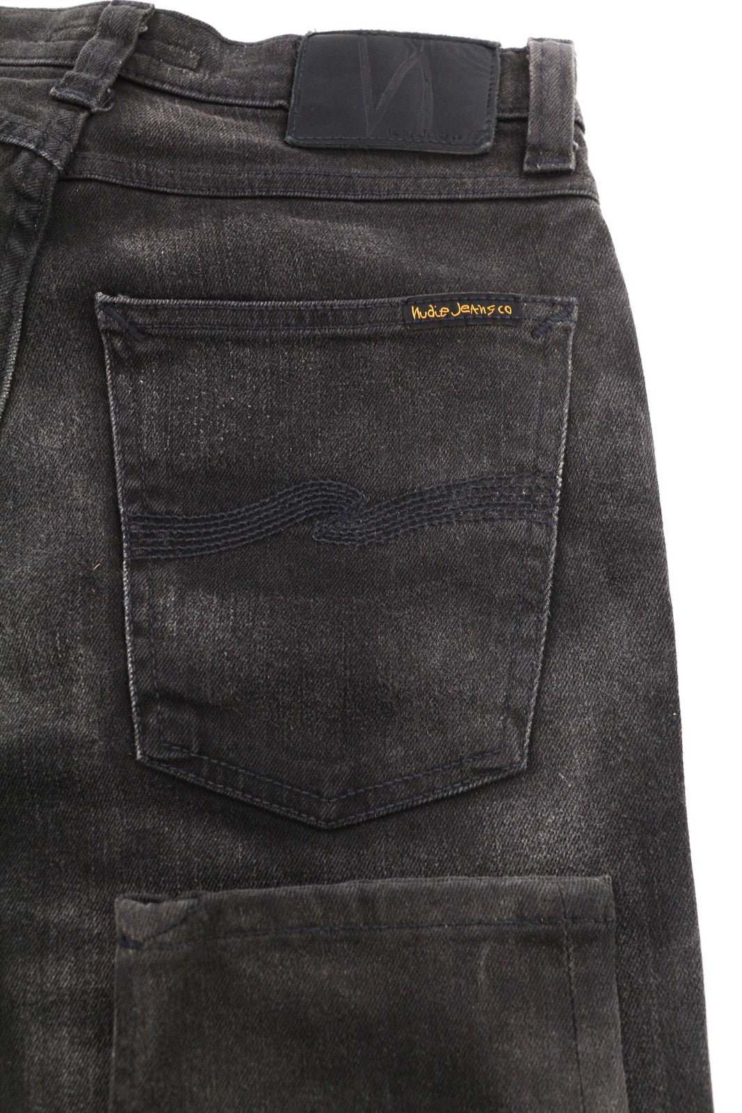 NUDIE Pipe Led Men Jeans W28/L32 Grey Marble Organic Skinny Fit Washed Logo