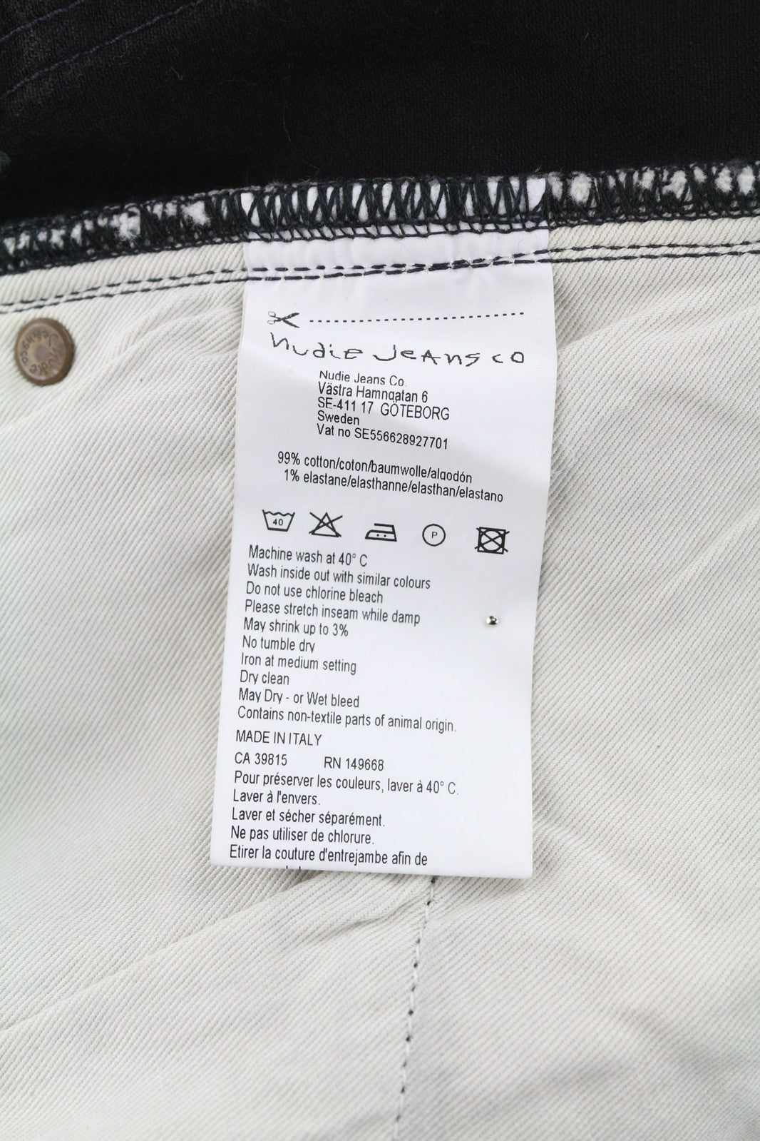 NUDIE Pipe Led Men Jeans W28/L32 Grey Marble Organic Skinny Fit Washed Logo