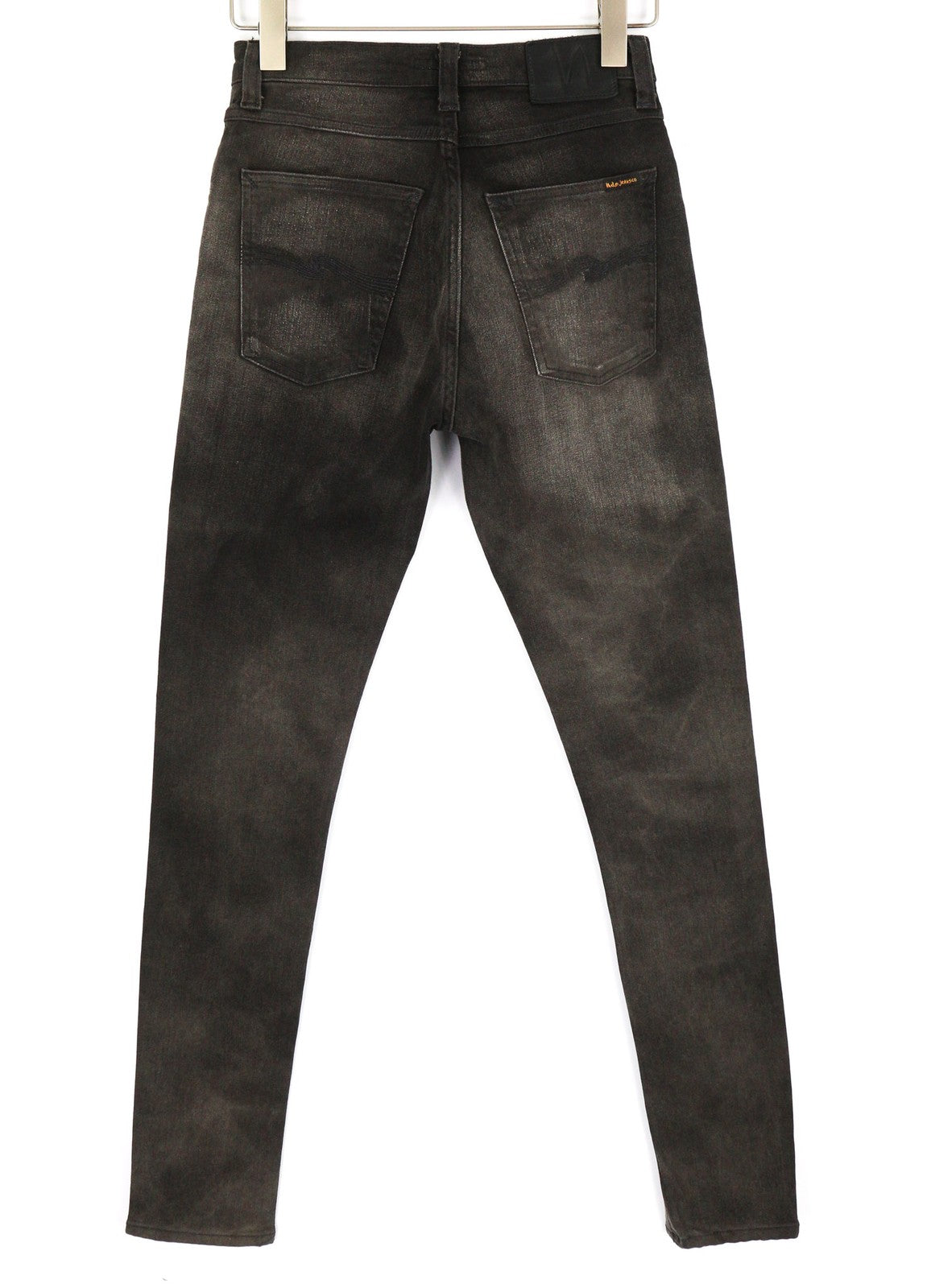 NUDIE Pipe Led Men Jeans W28/L32 Grey Marble Organic Skinny Fit Washed Zip Logo