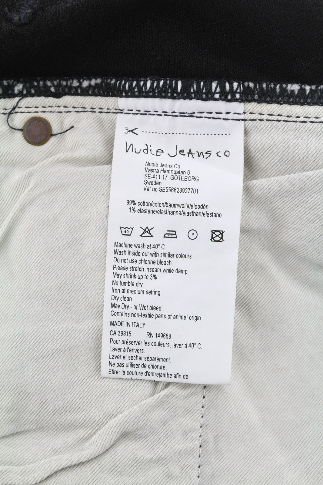 NUDIE Pipe Led Men Jeans W28/L32 Grey Marble Organic Skinny Fit Washed Zip Logo