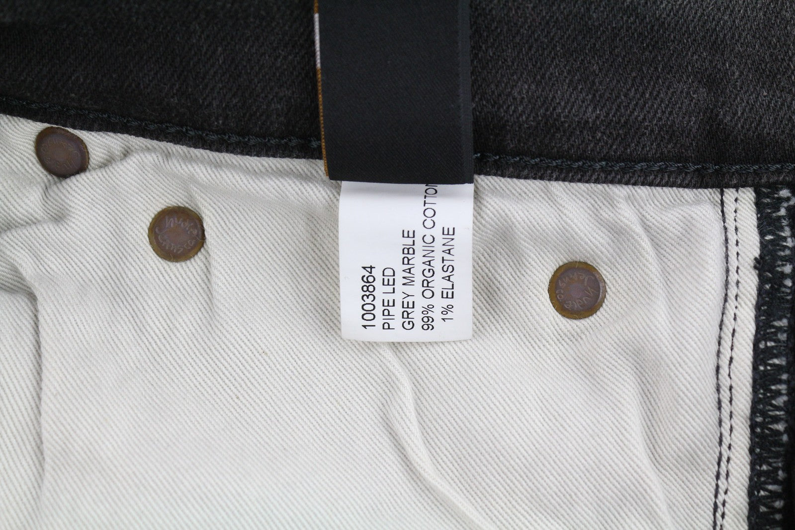 NUDIE Pipe Led Men Jeans W28/L32 Grey Marble Organic Skinny Fit Washed Zip Logo