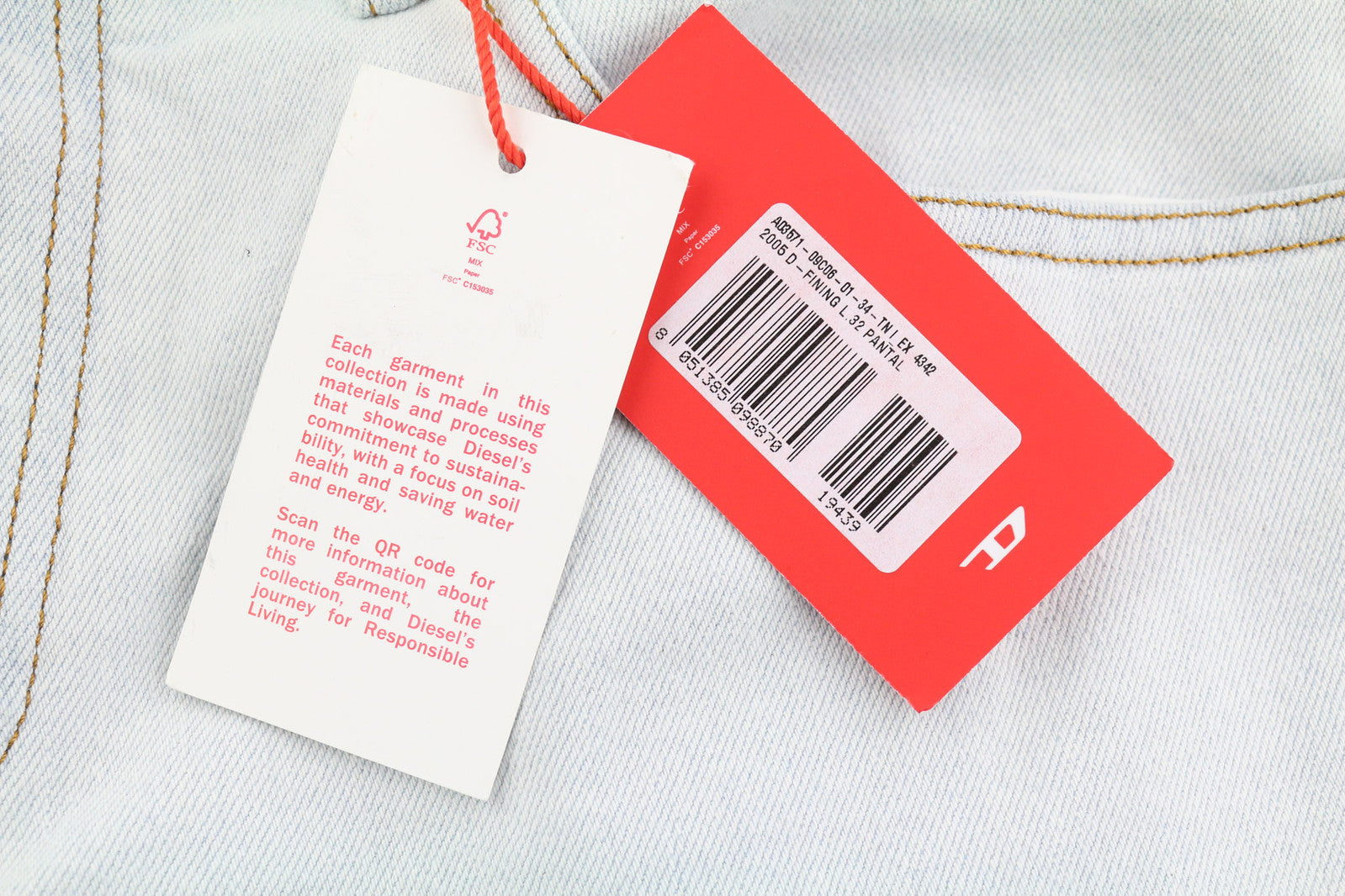 DIESEL 2005 D-Fining 09C06 Men Jeans W34/L32 Regular Fit Tapered Leg Mid Waist