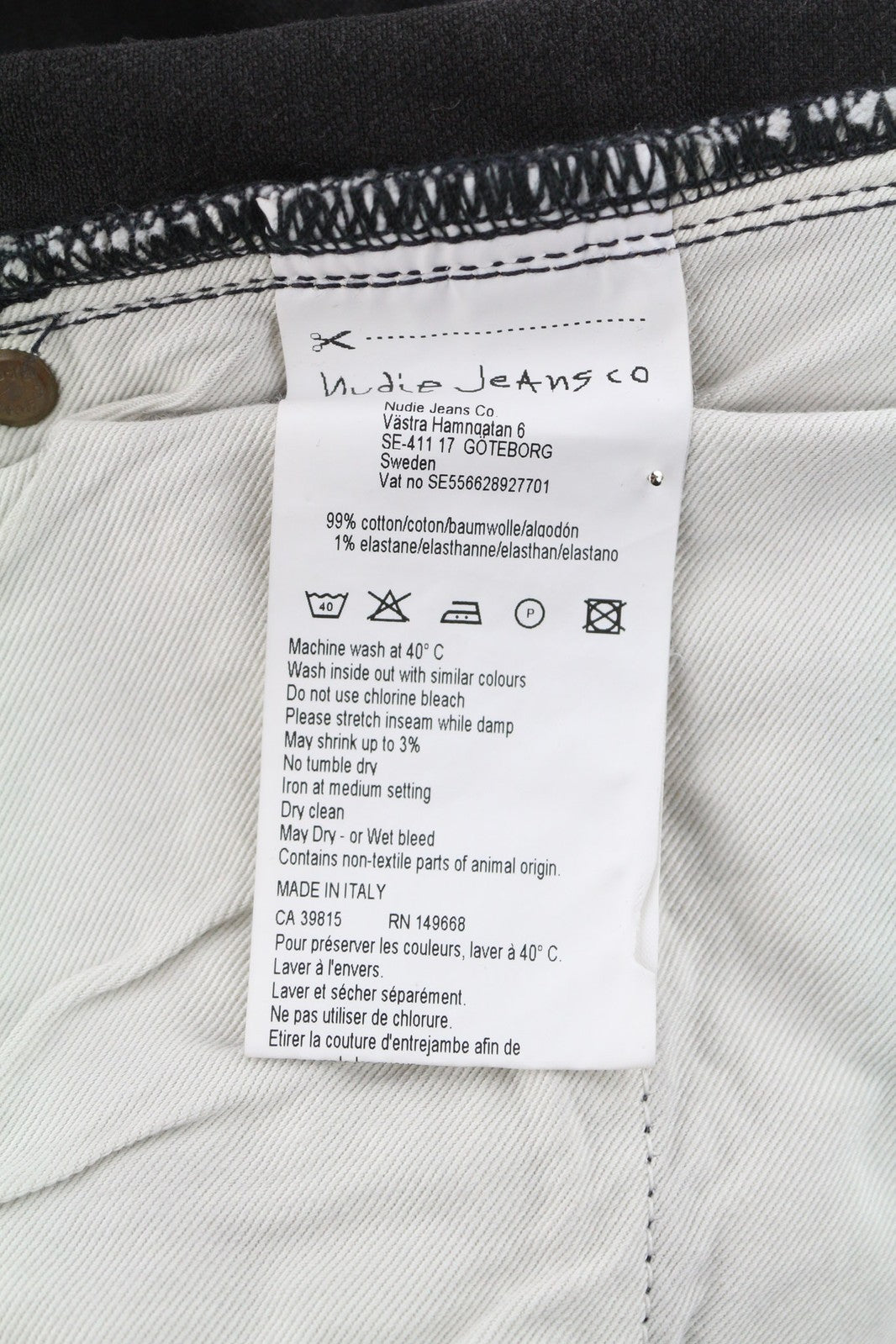 NUDIE Pipe Led Men Jeans W28/L32 Grey Marble Organic Skinny Fit Washed Zip Dark