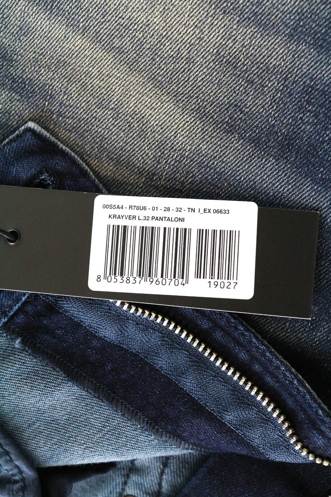 DIESEL Krayver R78U6 Men's Jeans W28/L32 Carrot Fit Wash Blue Cotton Stretch