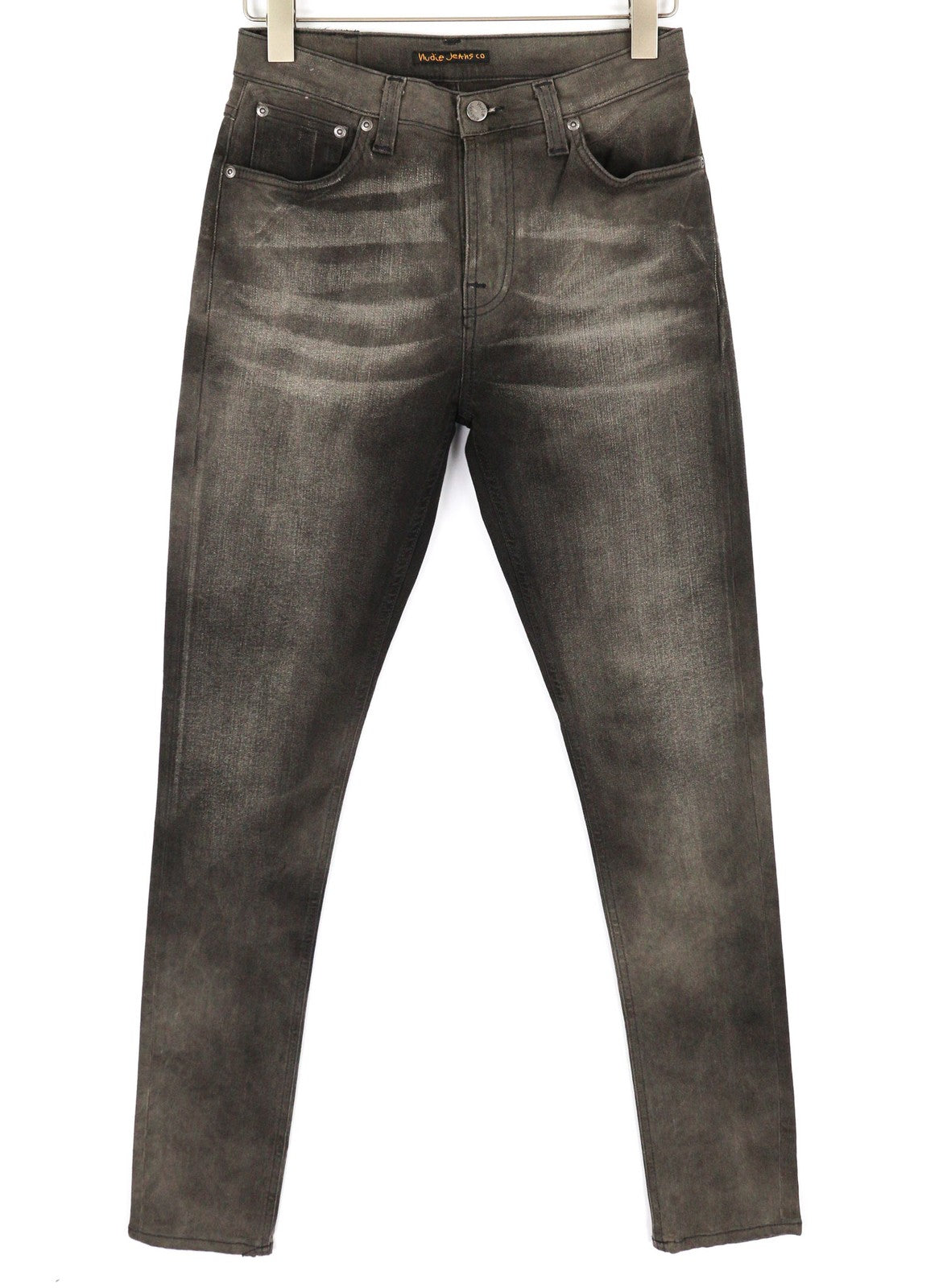 NUDIE Pipe Led Men Jeans W29/L32 Grey Marble Organic Skinny Washed Zip Fly Dark