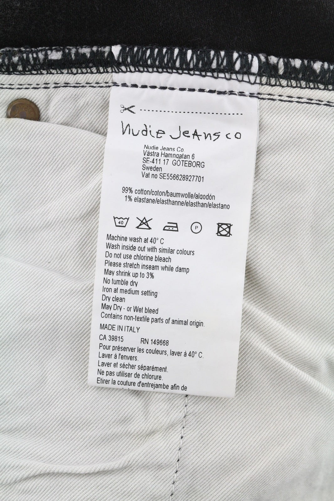 NUDIE Pipe Led Men Jeans W29/L32 Grey Marble Organic Skinny Washed Zip Fly Dark