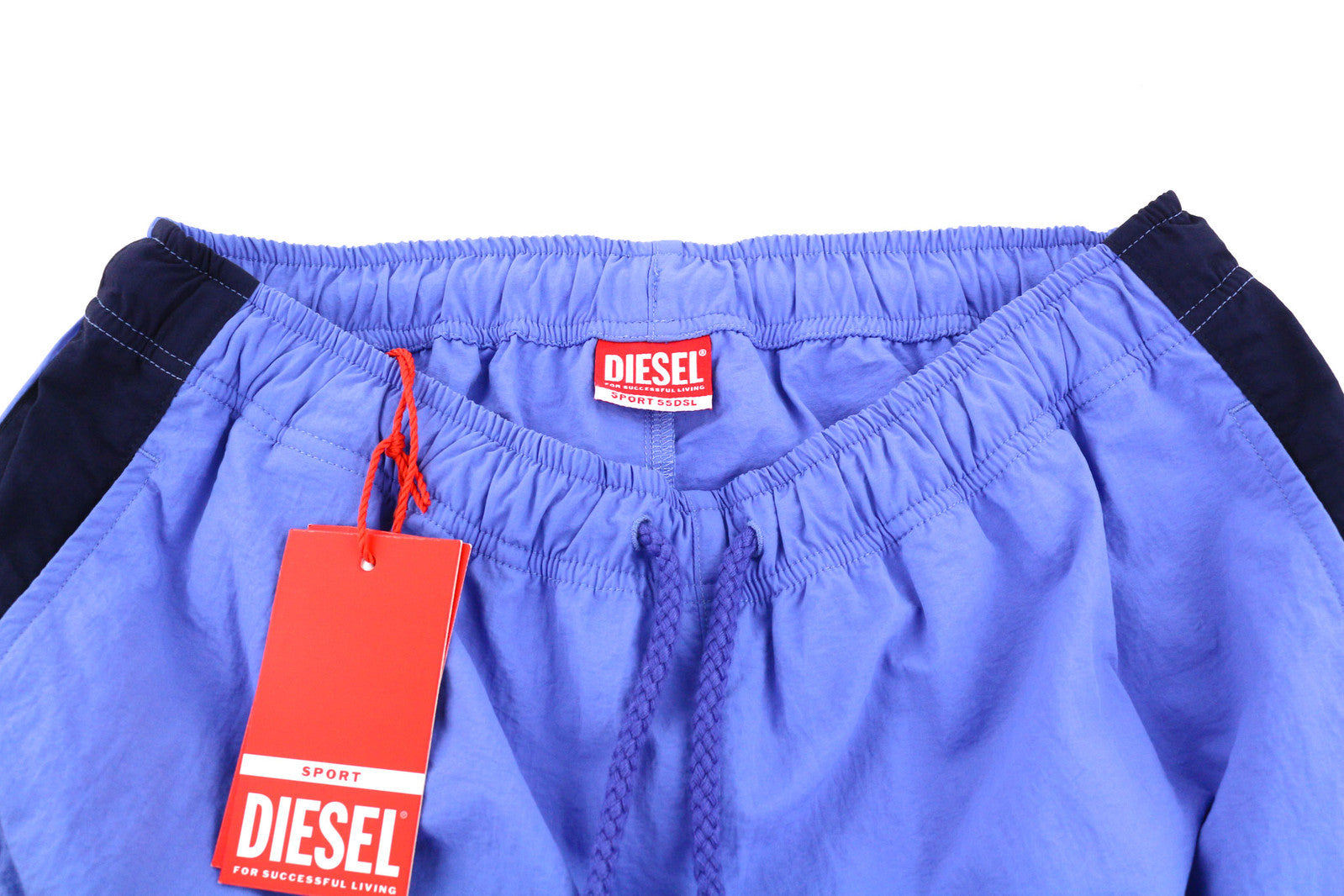 DIESEL AWWB-Sweang-HT25 Women Trousers S Elastic Waist Mesh Track Pant Blue