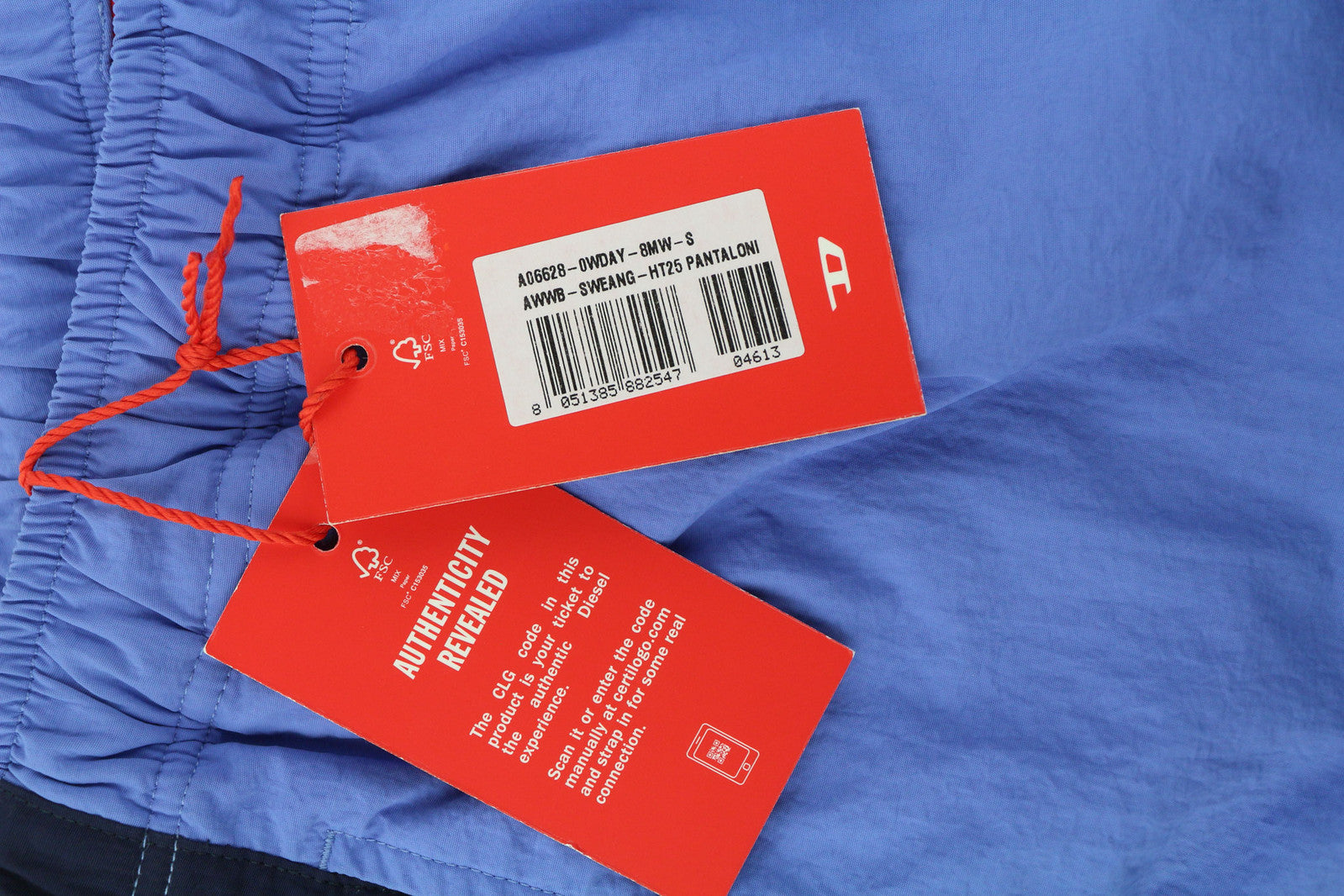 DIESEL AWWB-Sweang-HT25 Women Trousers S Elastic Waist Mesh Track Pant Blue