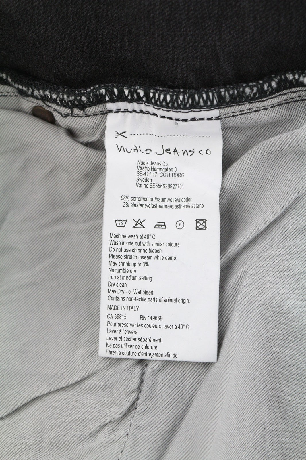 NUDIE Skinny Lin Men Jeans W30/L32 Used Black Organic Washed Zip Fly Logo Dark