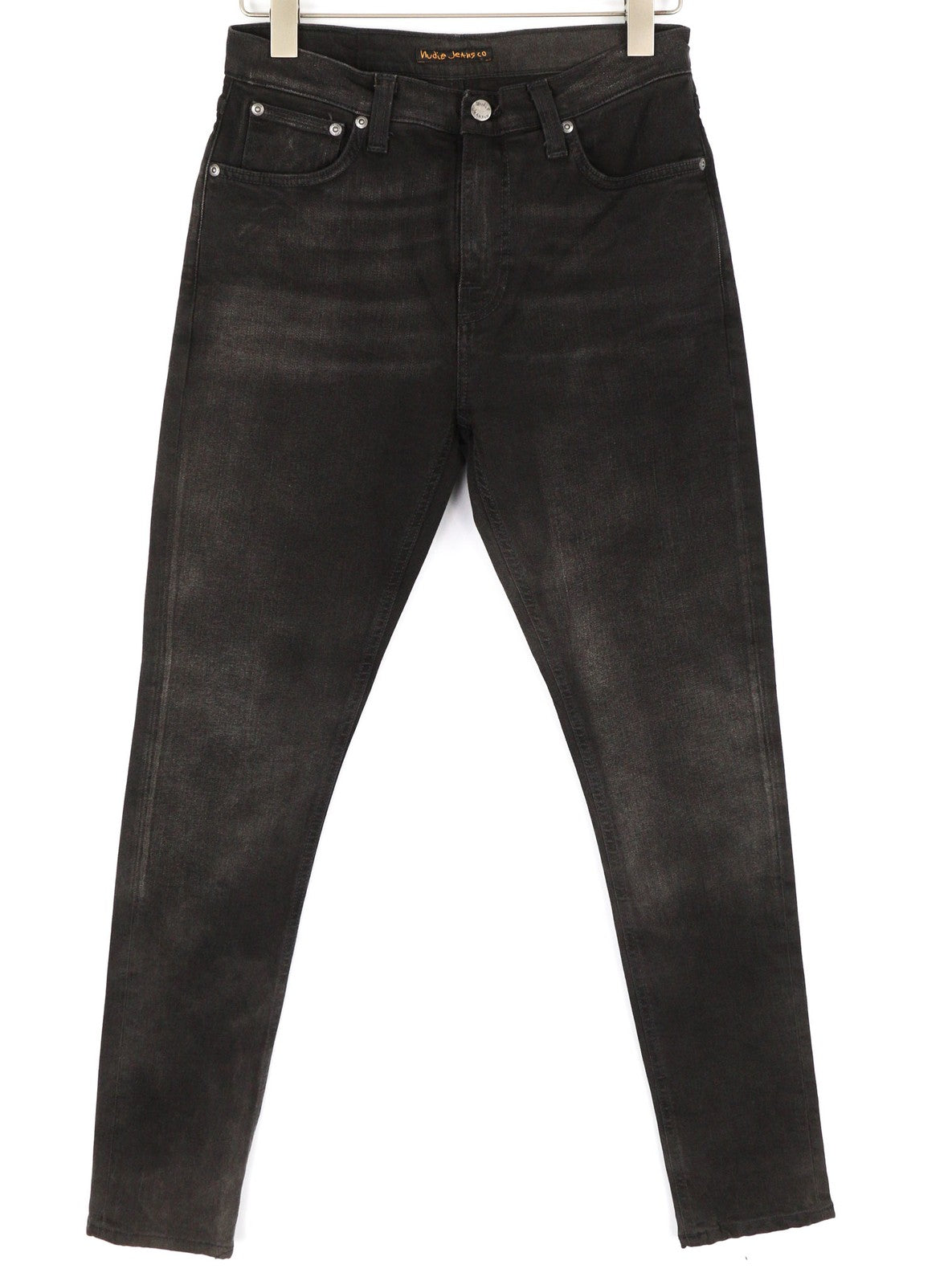 NUDIE Pipe Led Men Jeans W30/L30 Grey Marble Organic Skinny Washed Zip Fly Dark