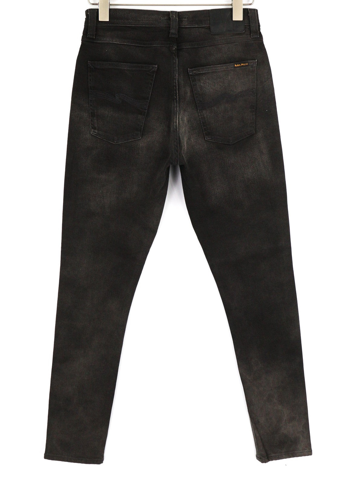 NUDIE Pipe Led Men Jeans W30/L30 Grey Marble Organic Skinny Washed Zip Fly Dark