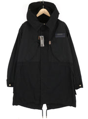 DIESEL W-Miles Men Jacket M Black Parka Hooded Zip Unlined Lightweight RRP€475