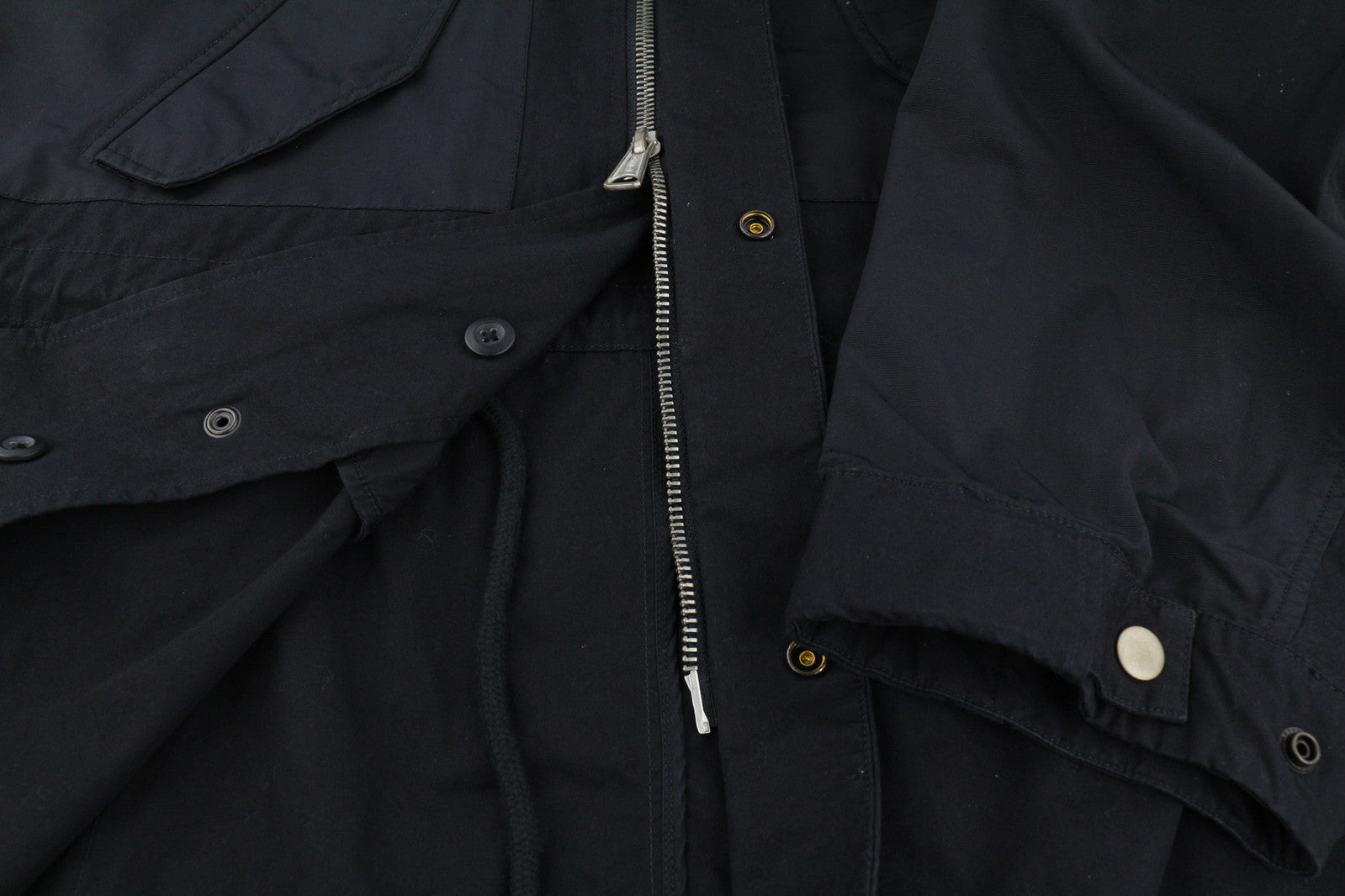 DIESEL W-Miles Men Jacket M Black Parka Hooded Zip Unlined Lightweight RRP€475