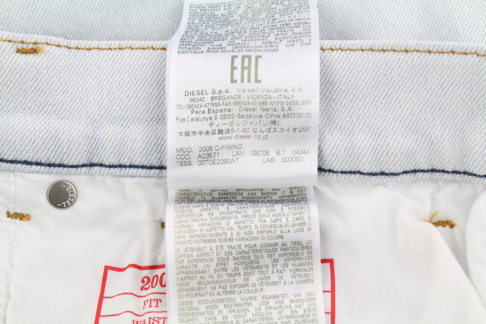 DIESEL 2005 D-Fining 09C06 Men Jeans W32/L32 Regular Fit Tapered Leg Mid Waist