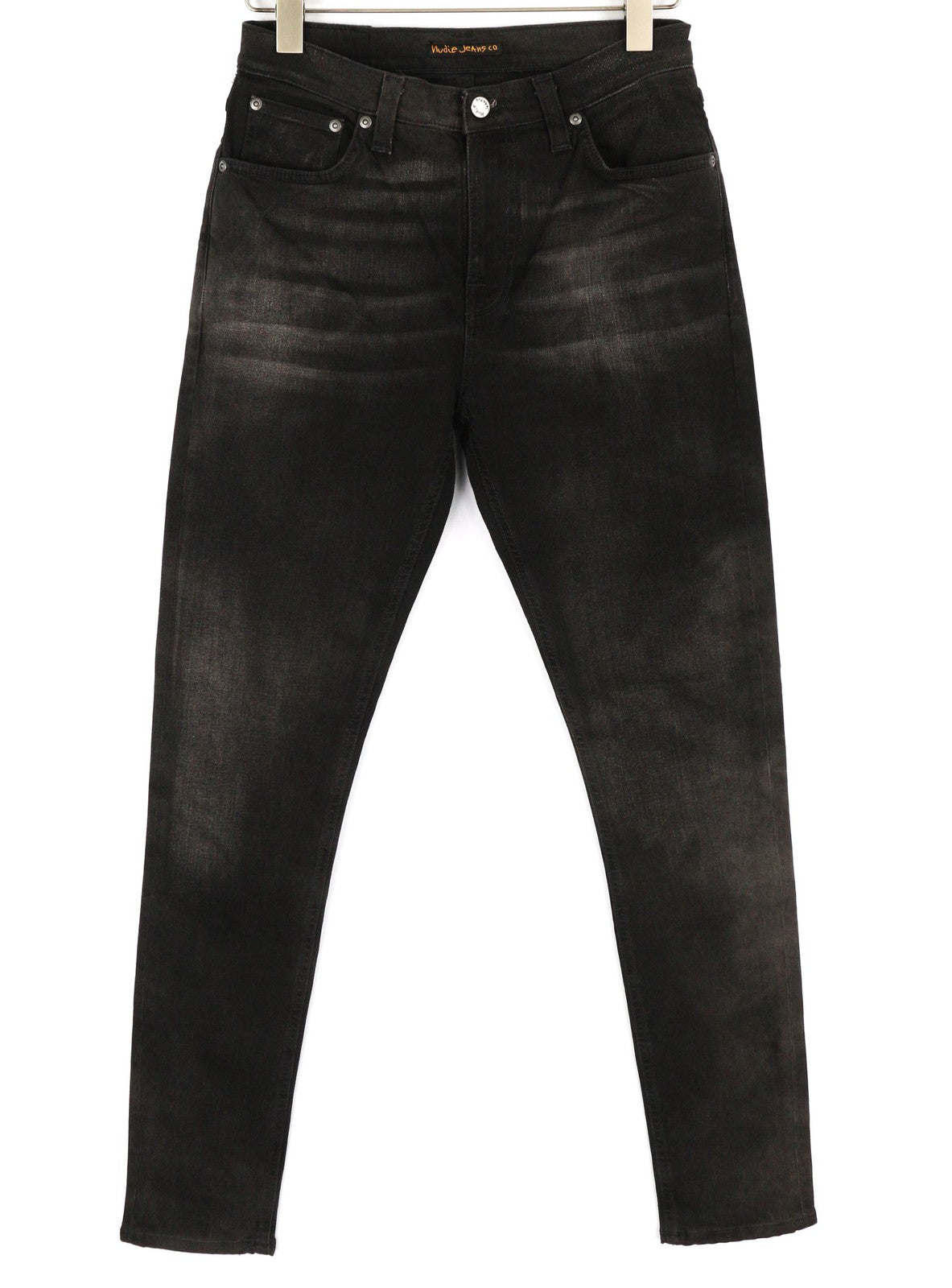 NUDIE Pipe Led Men Jeans W30/L32 Grey Marble Organic Skinny Washed Zip Fly Dark