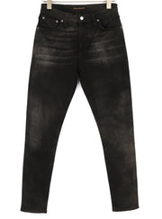 NUDIE Pipe Led Men Jeans W30/L32 Grey Marble Organic Skinny Washed Zip Fly Dark