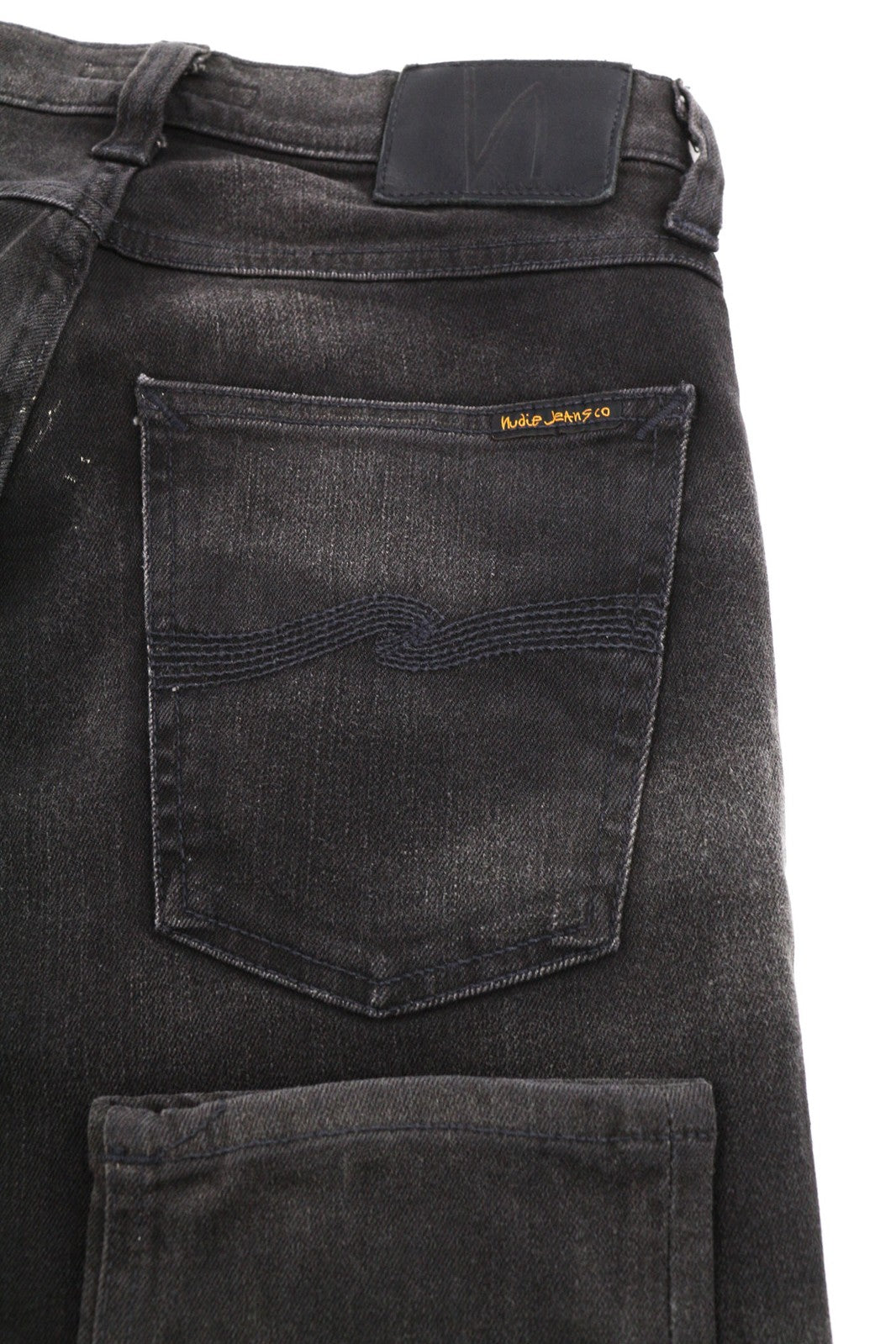 NUDIE Pipe Led Men Jeans W30/L32 Grey Marble Organic Skinny Washed Zip Fly Dark