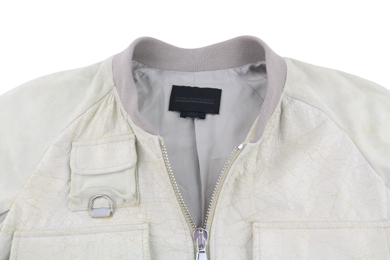 DIESEL BLACK GOLD L-Cerite Women Jacket 42 Aged Look Goatskin Leather Bomber