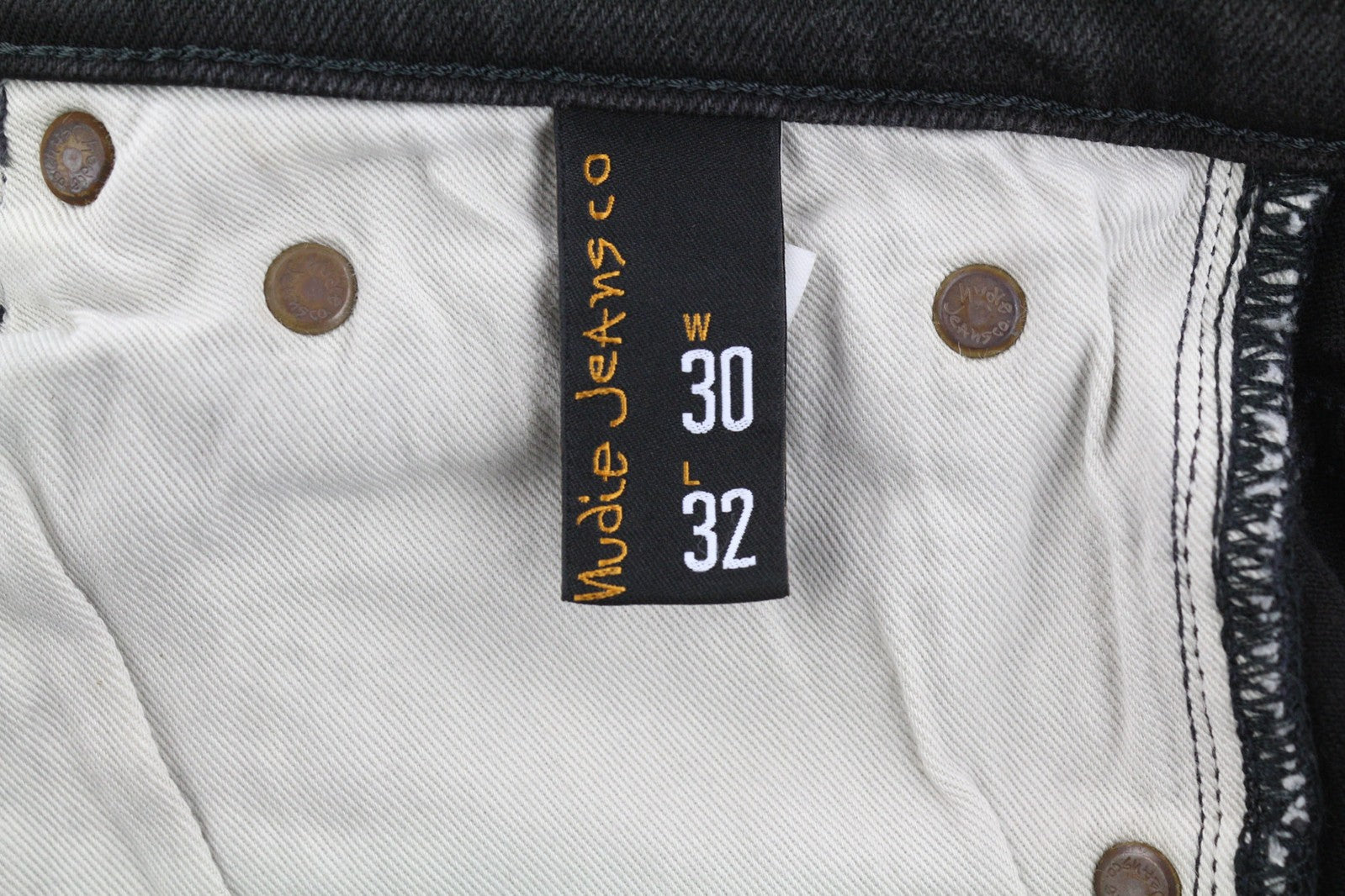 NUDIE Pipe Led Men Jeans W30/L32 Grey Marble Organic Skinny Fit Washed Zip Dark