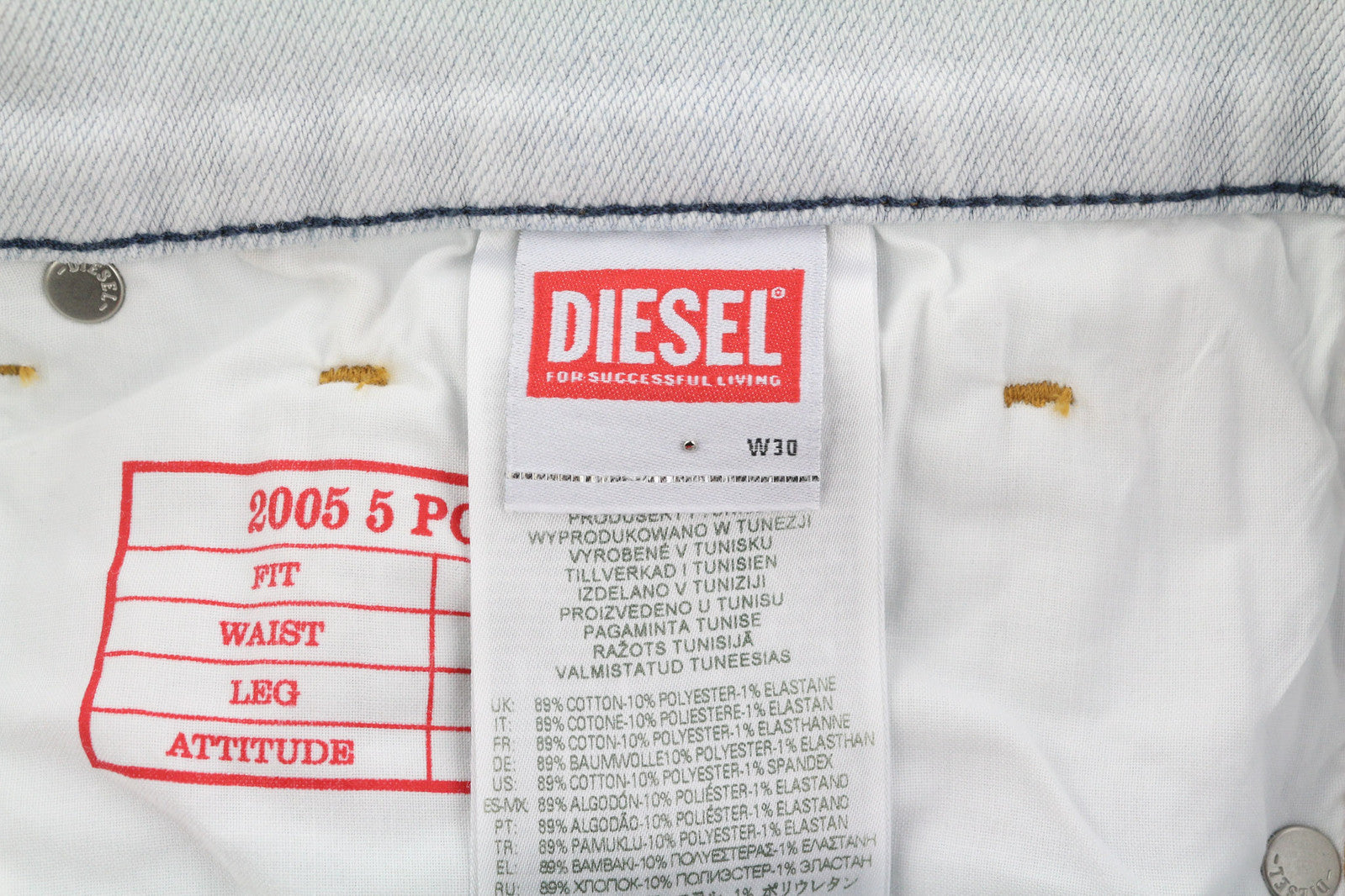 DIESEL 2005 D-Fining 09C06 Men Jeans W30/L32 Regular Fit Tapered Leg Mid Waist