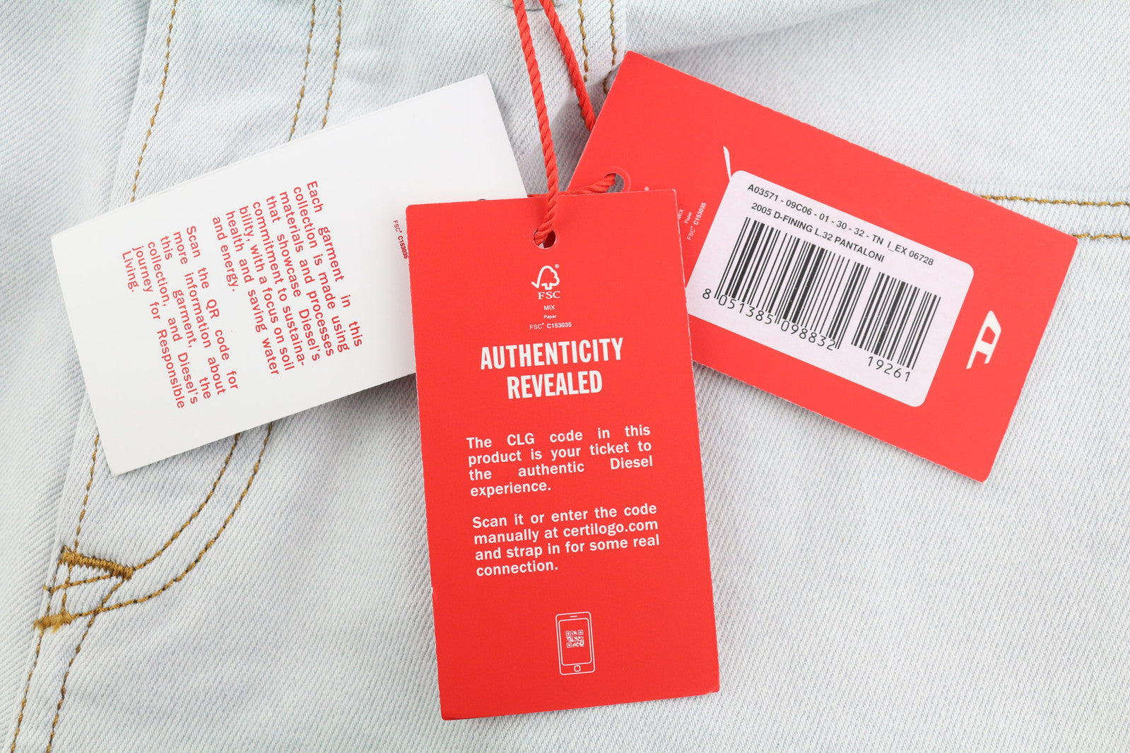 DIESEL 2005 D-Fining 09C06 Men Jeans W30/L32 Regular Fit Tapered Leg Mid Waist