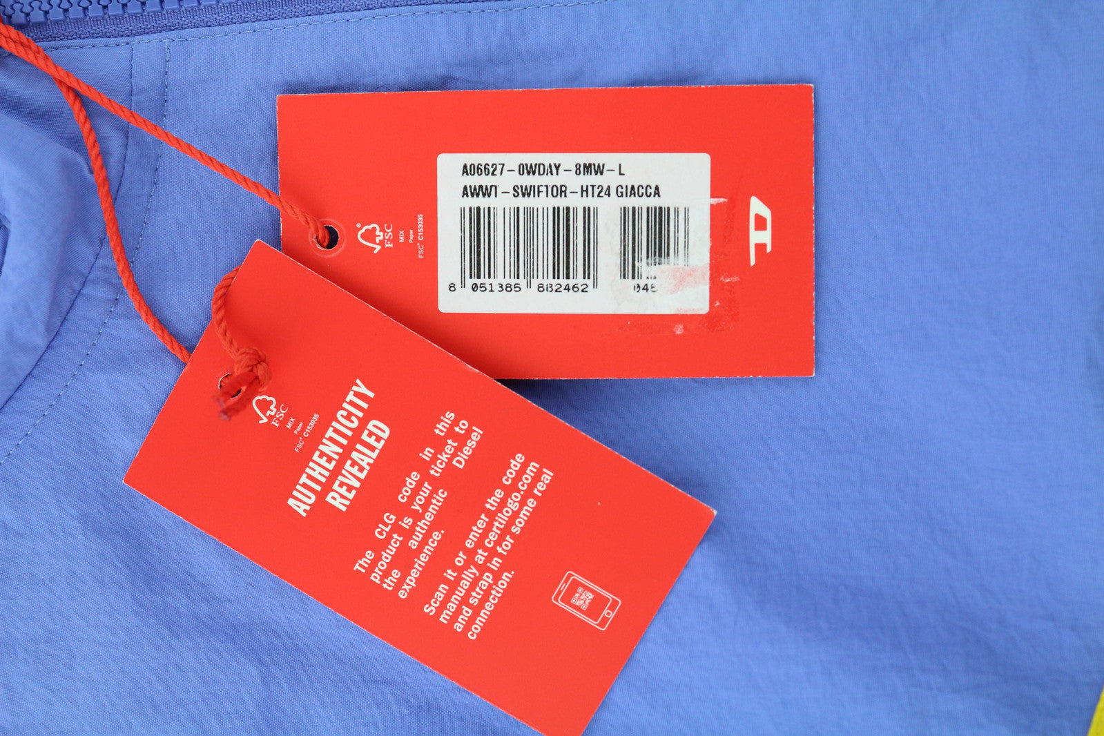 DIESEL Awwt-Swiftor-HT24 Women Jacket L Hidden Hood Mesh Lined Blue RRP€195